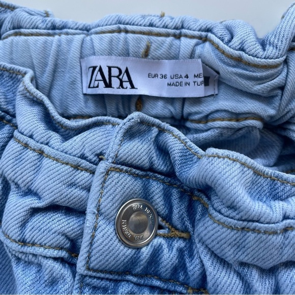 ZARA Women's Light Washed Paperbag Waist Mom Jeans Size 4 - Picture 5 of 10